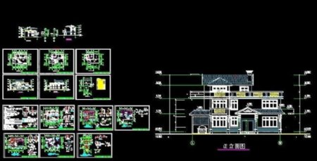 带车库三层别墅建筑结构设计施工图nbsp17x13