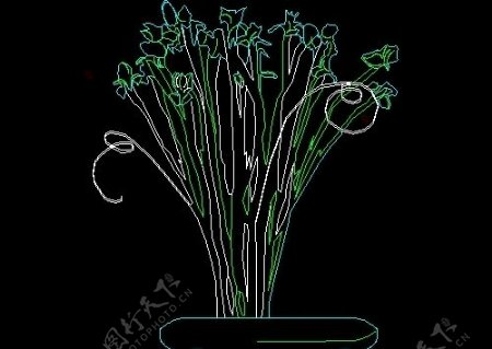 植物盆景花卉CAD饰物陈设图纸素材11