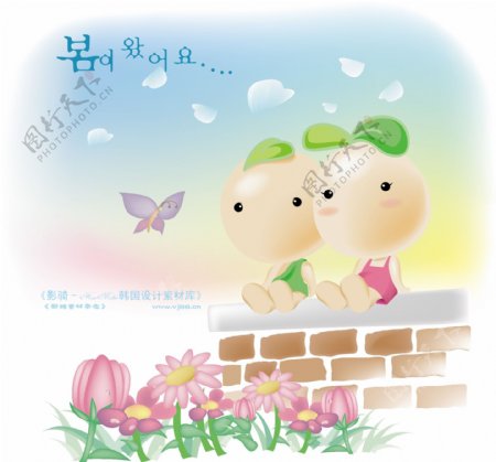 豆豆娃娃卡通人物矢量素材矢量图片HanMaker韩国设计素材库