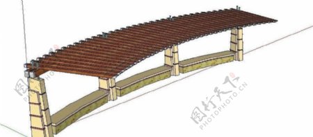 景观弧形花架SU设计模型