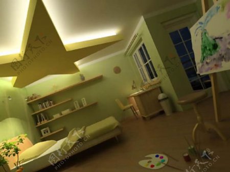 现代儿童卧室场景3D模型
