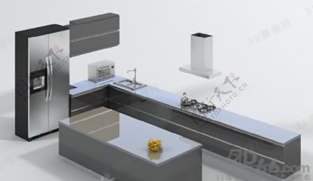 3D简单现代厨柜模型