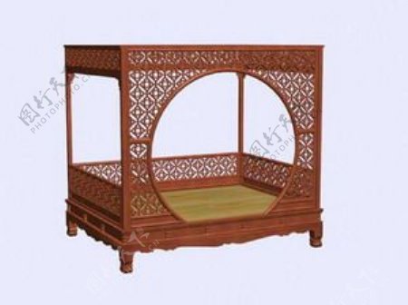 中式床3d模型家具图片素材4