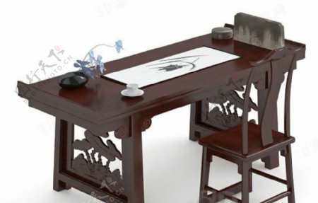 3D书桌椅组合模型