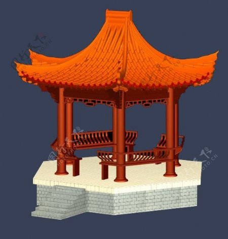 3D中国古典亭子模型