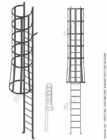钢筋笼梯的多个视图