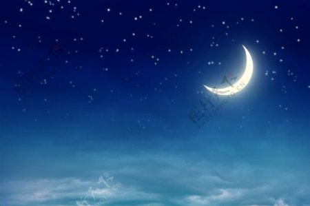 唯美夜空星星月亮图片