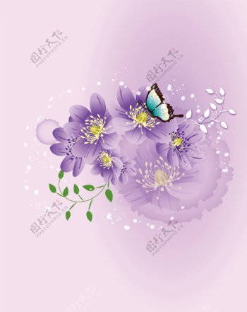 淡紫色花朵移门图片