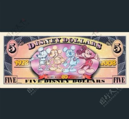迪士尼纪念币5元反面图片