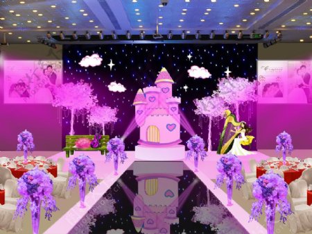 粉色城堡婚礼场景效果图