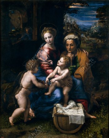 RaphaelTheHolyFamilyorThePearlCa.1518意大利画家拉斐尔Raphael古典人物油画装饰画