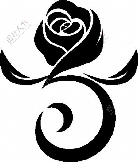 3号玫瑰花叶花店logo矢量