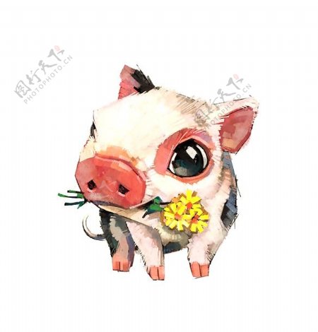 位图艺术效果手绘动物猪免费素材