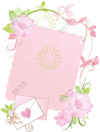 玻璃移门装饰图片粉色藤花花朵信封