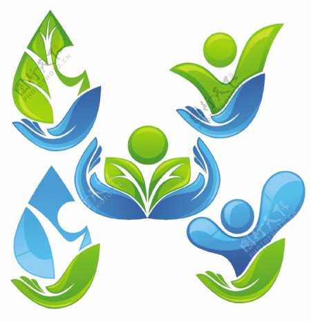 手形绿叶logo图标图片