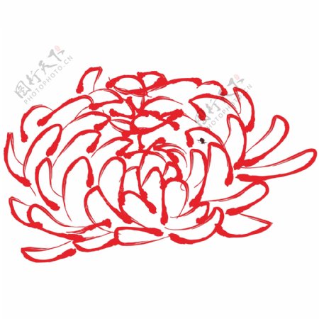 印花矢量图优雅植物花卉色彩红色菊花免费素材