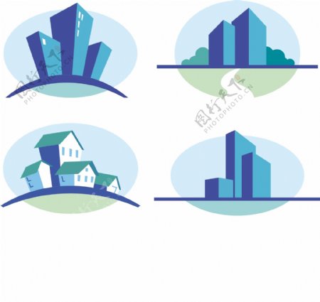 四集的蓝色城市图标