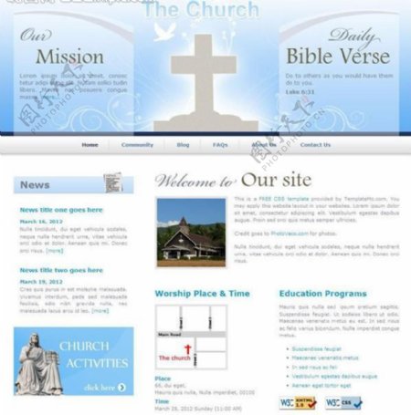 教堂网页模板图片