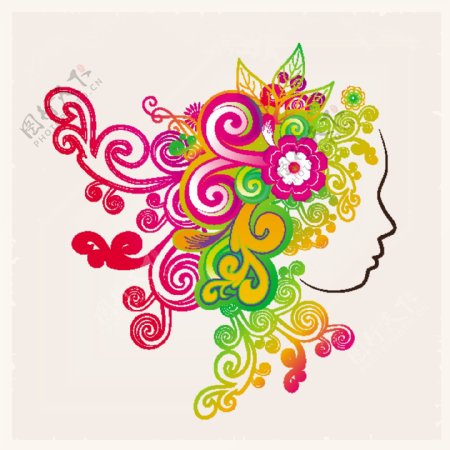 三八妇女节贺卡或海报与美丽的花卉装饰背景设计