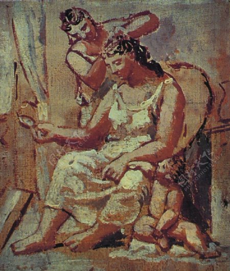 1922Lacoiffure西班牙画家巴勃罗毕加索抽象油画人物人体油画装饰画