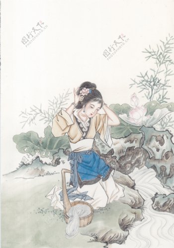 中华艺术绘画古画绘画仙女神仙嫦娥貂蝉西施中国古代绘画