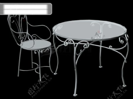 3d铁艺圆桌椅子