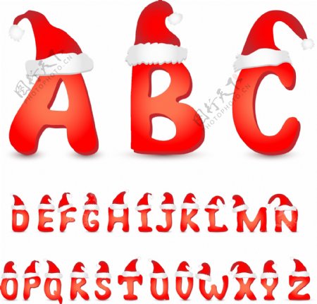 红色的圣诞帽字母的字体
