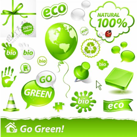 绿色环保气球丝带手掌
