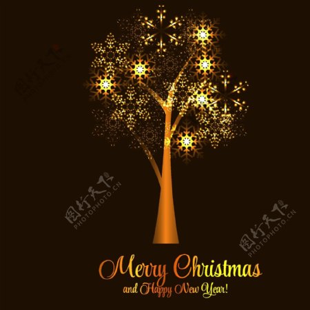 金色圣诞树木图片