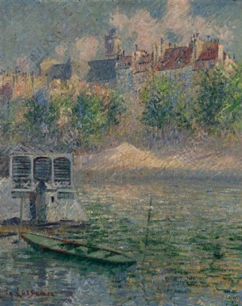 GustaveLoiseauTheQuayofHoteldeVilleParis1918画家风景画静物油画建筑油画装饰画