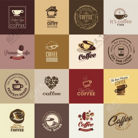 复古咖啡标志创意设计的矢量