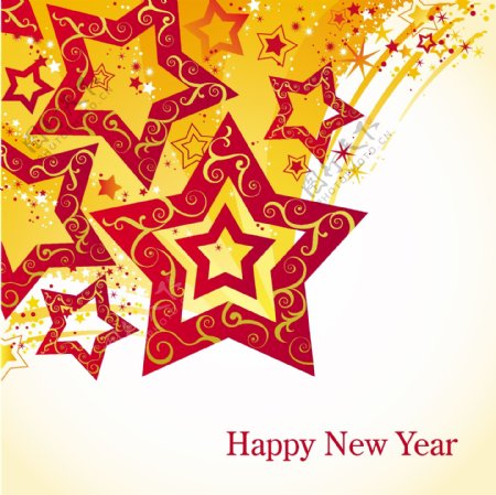 闪光的五角星迎接新年卡片背景矢量素材
