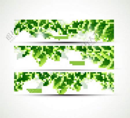 绿叶水珠水滴banners绿色环保背景图片