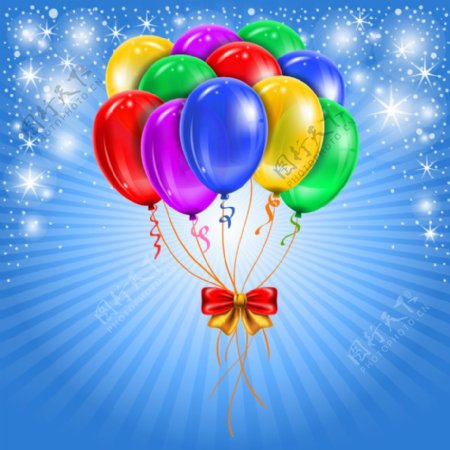 缤纷气球装饰生日背景矢量素材
