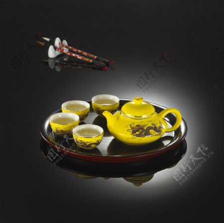 彩釉茶具图片