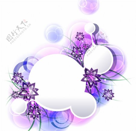 紫色精美花卉矢量花纹素材