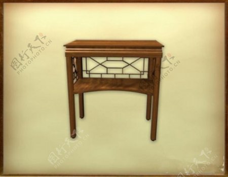 复古木制桌子3D模型