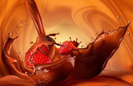 动感草莓巧克力奶psd分层素材