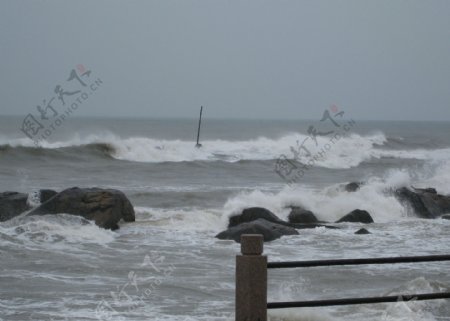 台风米诺登陆青岛大浪图片