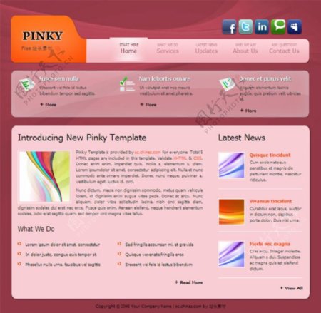粉色商务CSS网页模板