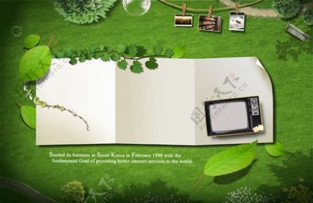 韩国时尚绿色商业海报PSD素材