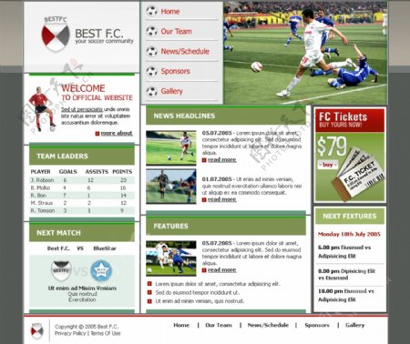 体育网站模板图片