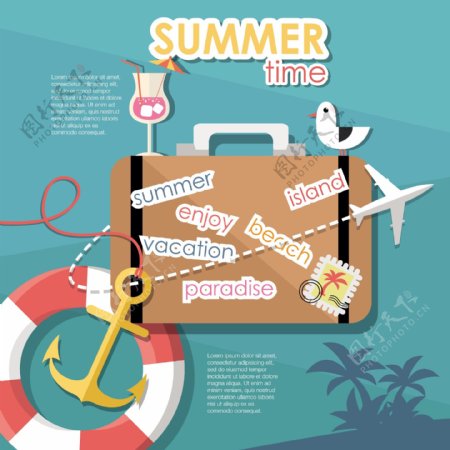 夏季旅游海报矢量素材