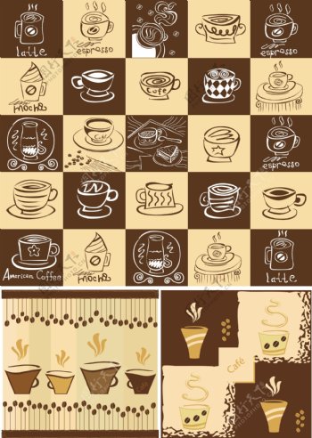 可爱手绘咖啡元素图片
