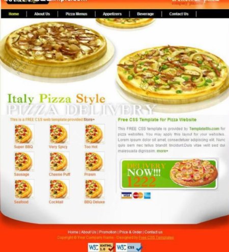披萨公司网页模板图片