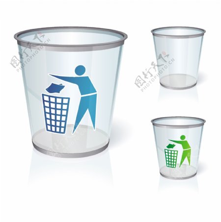 3玻璃箱回收垃圾矢量图标