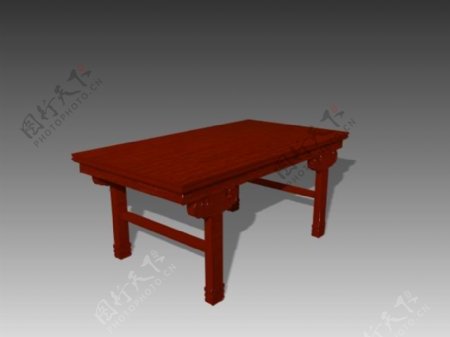 中式桌子3d模型家具效果图3