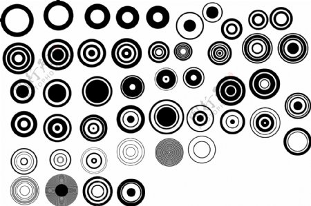 简单圆形黑白设计元素系列矢量图