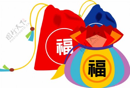 韩国传统新年符号福袋矢量图19