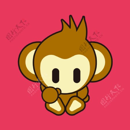 印花矢量图T恤图案可爱卡通卡通动物猴子免费素材